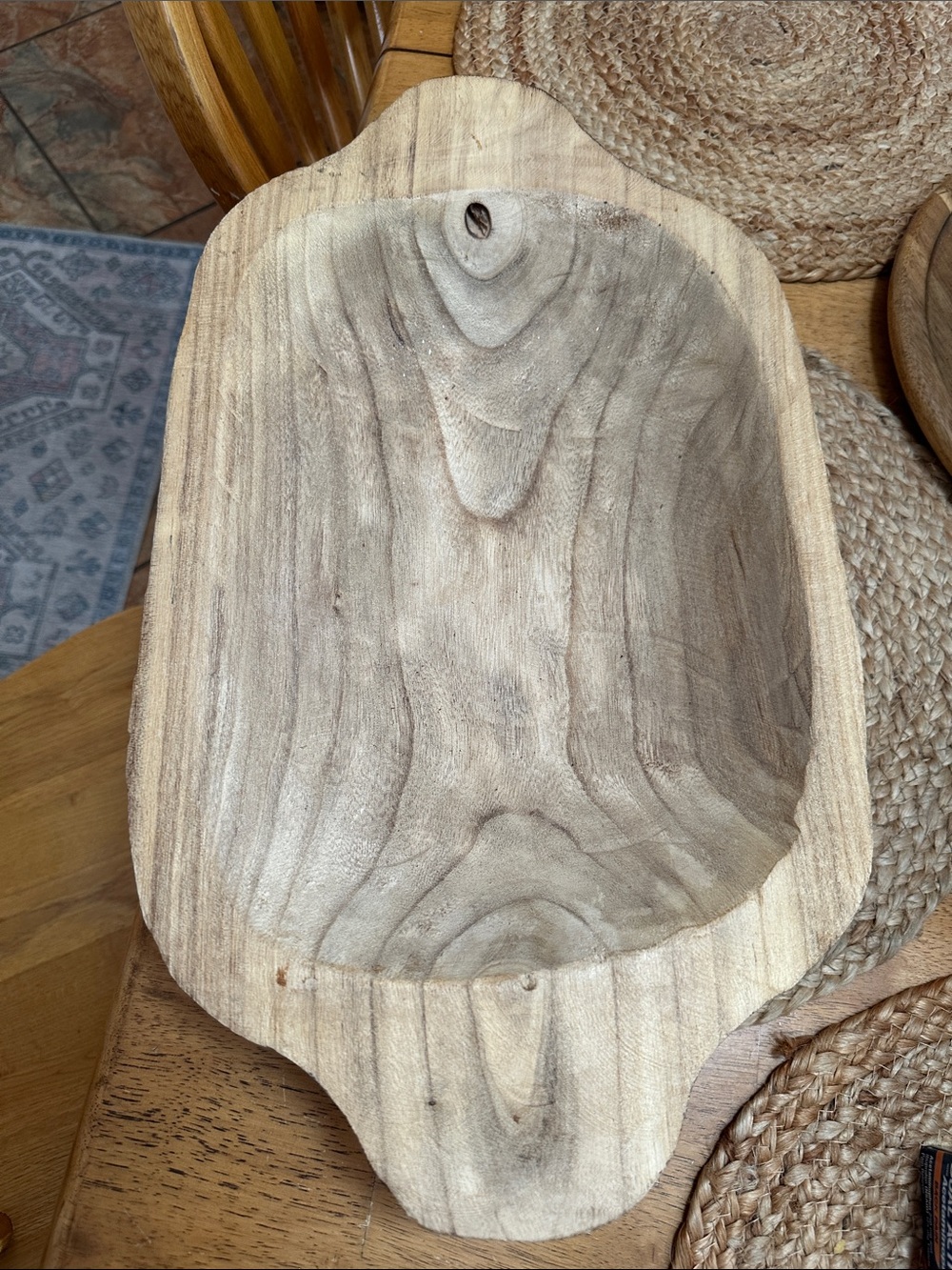 Handcrafted Natural Wood Dough Bowl - Rustic Serving Centerpiece